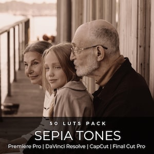 50 Sepia LUT Pack | Warm Film Look for Family, Beach & Coastal Videos | Cinematic Color Grading for Premiere Pro, CapCut, DaVinci Resolve image 1