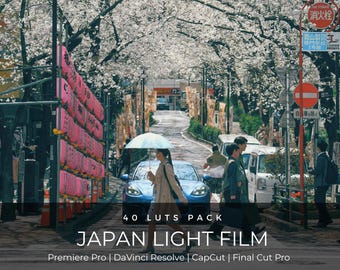 40 LUT japonaises légères et aérées | Etalonnage esthétique des couleurs de Tokyo pour Premiere Pro, CapCut, DaVinci Resolve | Pack LUT de vidéos de voyage