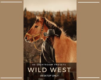 40 Wilder Westen Lightroom Voreinstellungen | Western Cowboy rustikale Bauernhof Presets |  Pferde Rodeo Country Schnitt (nur Desktop)