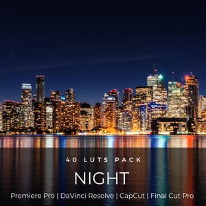 40 Night Cinematic LUTs | City Lights Color Grading Pack for Premiere Pro, CapCut & DaVinci Resolve | Urban Night Video LUTs