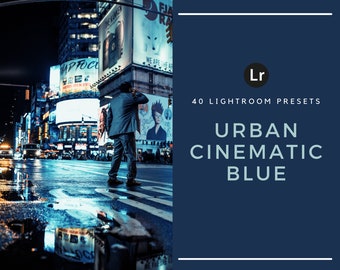 40 presets de Lightroom en tonos azules cinematográficos urbanos: fotografía callejera y nocturna (solo para escritorio).