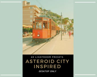 40 presets de Lightroom inspirados en Asteroid City / Wes Anderson Inspired / Retro Vintage Film / Pastel Summer Beach Travel (Solo para escritorio)