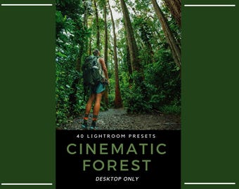 40 Cinematic Forest Lightroom Presets – Moody Hiking, Lush Trees (Desktop Only)