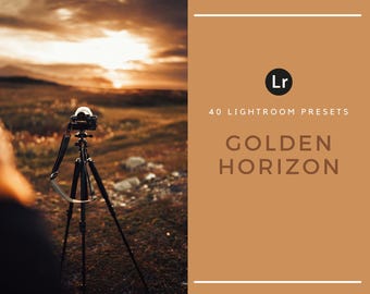 Ajustes preestablecidos de Lightroom "Hora Dorada": Resplandor cálido de atardecer, ajustes preestablecidos estéticos para retratos y viajes, paquete de tonos naranjas.