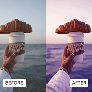 50 paarse zonsondergang LUT's | Dusk Beach Cinematische kleurgradatie voor Premiere Pro, CapCut en DaVinci Resolve | LUT-pakket kustlandschap afbeelding 8