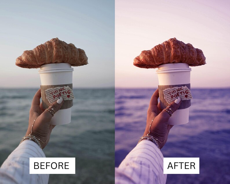 50 paarse zonsondergang LUT's | Dusk Beach Cinematische kleurgradatie voor Premiere Pro, CapCut en DaVinci Resolve | LUT-pakket kustlandschap afbeelding 8