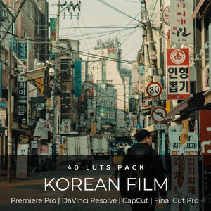 40 Korean Film LUTs | K-Drama Cinematic Color Grading Pack for Premiere Pro, CapCut & DaVinci Resolve | Seoul Aesthetic Travel LUTs
