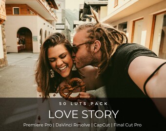 50 LUTs Cinematográficas Românticas | Presets em Tons Marrons para Histórias de Amor, Vídeos de Casais, Casamentos e Estilo de Vida | CapCut, Premiere Pro, DaVinci Resolve