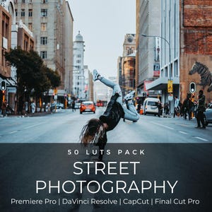 50 Street Photography LUTs | Urban Cinematic Color Grading Pack for Premiere Pro, CapCut & DaVinci Resolve | NYC City Film Look image 1