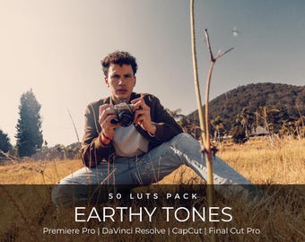 50 LUTs de tonos tierra / Corrección de color cinematográfica en tonos marrones cálidos para Premiere Pro, CapCut y DaVinci Resolve / Ajustes preestablecidos con estilo de película de moda