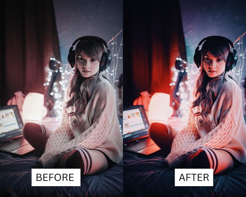 50 Streamer Gaming LUTs | Neon Purple RGB Color Grading for Twitch & YouTube | Premiere Pro, CapCut LUT Pack image 7