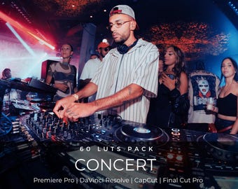 60 Concert Cinematic LUTs | Festival & DJ Color Grading LUT Pack for Premiere Pro, CapCut, DaVinci Resolve | Neon Nightlife Video LUTs
