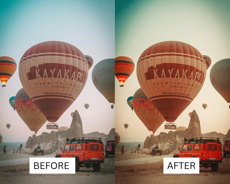 40 Cappadocia Cinematic LUTs | Golden Hour & Sunrise Color Grading for Premiere Pro, CapCut, DaVinci Resolve | Hot Air Balloon Film Look image 10