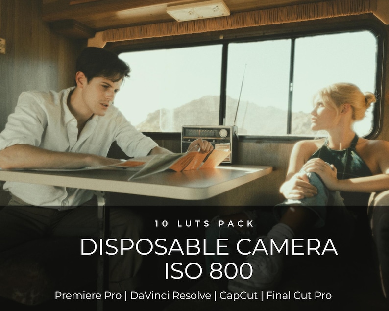 10 LUTs para cámaras desechables ISO 800 / Corrección de color con aspecto cinematográfico para Premiere Pro, CapCut y DaVinci Resolve / Estética vintage de 35 mm imagen 1
