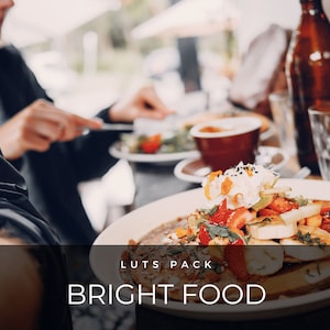 40 LUTS | Bright Food | Blogger | Lifestyle | After Effects | Premiere Pro | Photoshop | Video Presets | Filters | Editing