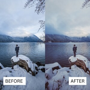50 vinterfilmiska LUT-paket | Färggraderings-LUT:er för snö och alpina landskap för Premiere Pro, CapCut, DaVinci Resolve | Förinställningar för filmutseende bild 10