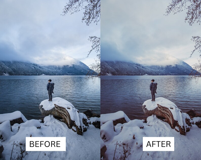 50 vinterfilmiska LUT-paket | Färggraderings-LUT:er för snö och alpina landskap för Premiere Pro, CapCut, DaVinci Resolve | Förinställningar för filmutseende bild 10