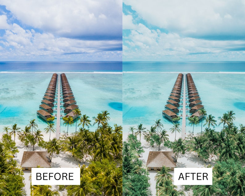 40 Malediven Kinetische LUTs | Tropical Ocean Blue Color Grading für CapCut, Premiere Pro, DaVinci Relösung | Reisen & Luxusresort LUT Pack Bild 4