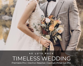 40 LUTs Vintage para Casamento | Correção de Cor Romântica em Tons Terrosos para Premiere Pro, CapCut e DaVinci Resolve | Pacote de LUTs com Visual de Filme para Ambientes Externos