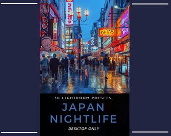50 Japan Nightlife Lightroom Presets | Tokyo Neon Night Cinematic Low Light | Cyberpunk Street Photography (Desktop Only)
