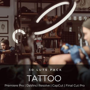 Paquete de 30 LUTs para tatuadores / LUTs de corrección de color de Cinematic Ink Studio para Premiere Pro, CapCut y DaVinci Resolve / Estilo cinematográfico oscuro y sombrío imagen 1