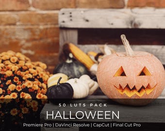 50 Halloween LUT Pack | Black & Orange Cinematic LUTs for Premiere Pro, CapCut, DaVinci Resolve | Witch Costume Pumpkin Color Grading