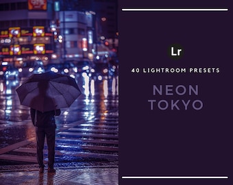 40 Neon Tokyo Lightroom Presets – Cyberpunk Purple Night, Japan City, Cinematic Night Photography Filters (Desktop Only)