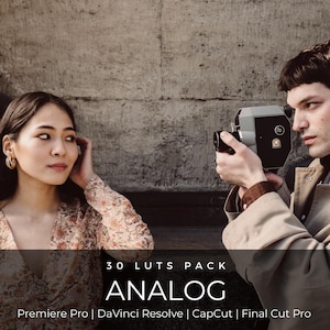 30 LUTs de película analógica / Paquete de LUTs de corrección de color cinematográfica vintage para Premiere Pro, CapCut y DaVinci Resolve / Estilo cinematográfico nostálgico