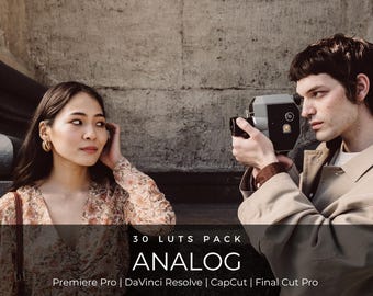 30 Analog Film LUTs – Vintage Retro Aesthetic | Cinematic Color Grading | Nostalgic Video LUT Pack