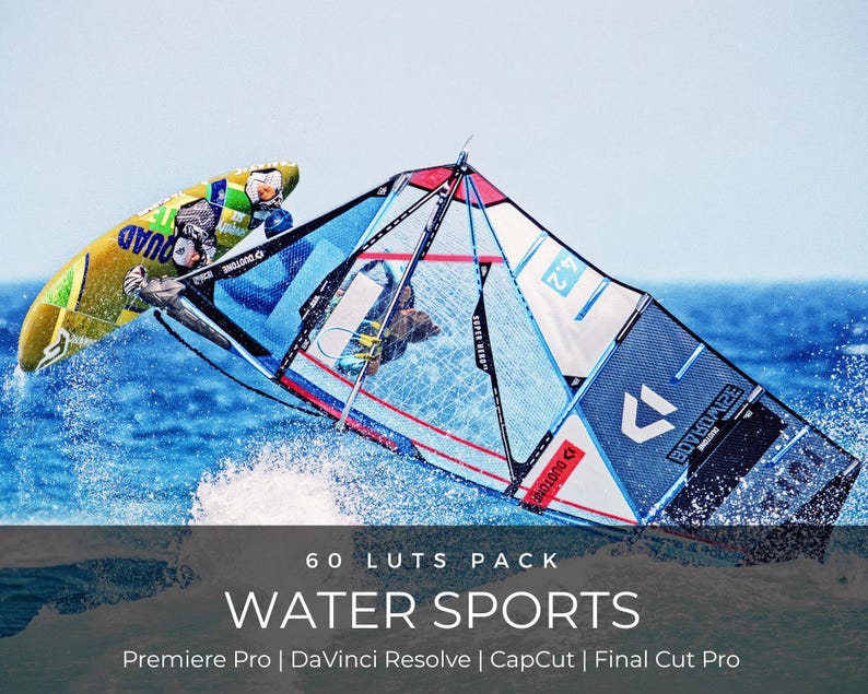 60 Water Sports LUTs | Ocean Cinematic Color Grading for GoPro, CapCut & Premiere Pro | Surfing, Kitesurfing, Waves LUT Pack image 1