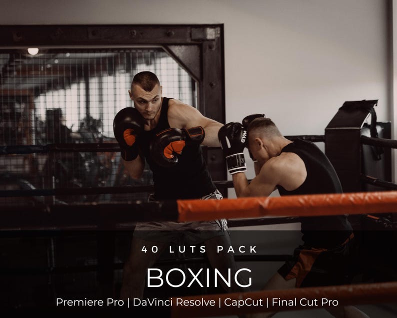 40 Filmische Sport-LUTs | Boxen MMA Fitness Gym Workout Color Grading LUT Pack für Premiere Pro, CapCut & DaVinci Relösung Bild 1