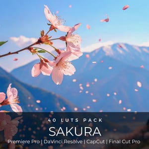 40 Cherry Blossom LUTs | Sakura Japan Pink Pastel Color Grading LUT Pack for Premiere Pro, CapCut & DaVinci Resolve