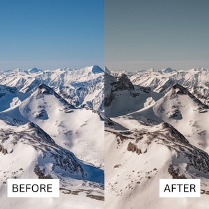 50 vinterfilmiska LUT-paket | Färggraderings-LUT:er för snö och alpina landskap för Premiere Pro, CapCut, DaVinci Resolve | Förinställningar för filmutseende bild 5