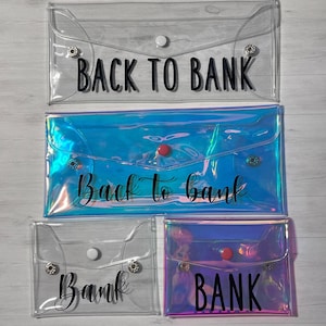 Back to bank clear or iridescent cash wallets budget binders cash stuffing bank it wallets two sizes
