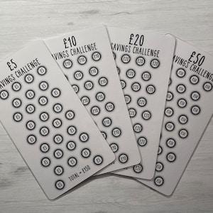 Sauvegarde des cartes défi de 5, 10, 20 et 50 livres