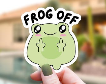 Middle Finger Frog Sticker, Funny Sarcastic Froggy Decal, Sassy Amphibian Art, Frog Lover Gift, Dark Humor Laptop Sticker, Vinyl Art