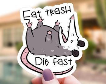 Eat Trash Scream Possum Sticker, Funny Opossum Decal, Chaos Marsupial Art, Sarcastic Animal Humor, Boyfriend Gift, Laptop Sticker