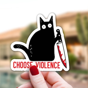 Angry Black Cat Sticker, Middle Finger Kitty Decal, Sarcastic Animal ...
