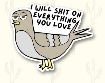 Funny Pigeon Bird Sticker, Cute Birb Decal, Sarcastic Animal Humor, City Bird Lover Gift, Laptop Water Bottle Sticker, Random Novelty Art