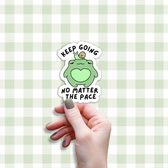 Keep Going Frog Snail Sticker, Cottagecore Toad Decal, Funny Motivational Animal Art, Frog Lover Gift, Positive Affirmation, Laptop Decor