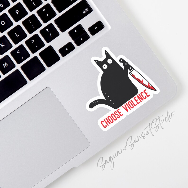 Angry Black Cat Sticker, Middle Finger Kitty Decal, Sarcastic Animal ...