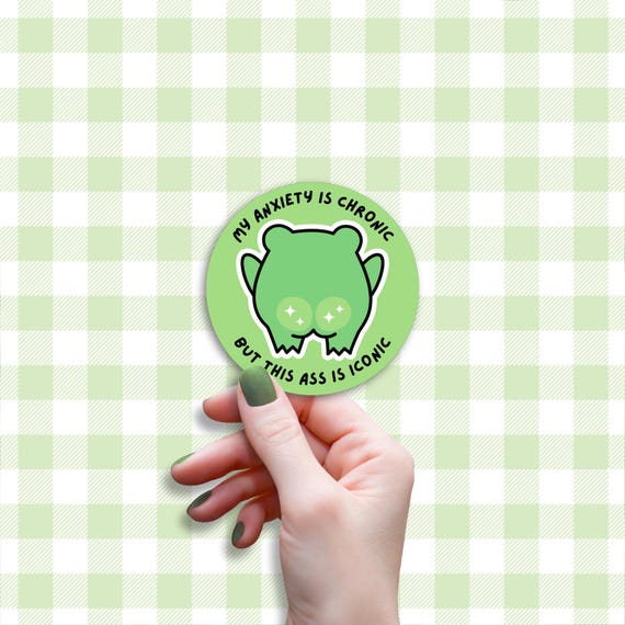 Anxiety Sticker, Booty Sticker, Frog Sticker, Toad Sticker, Cottagecore Stickers, Froggy Stickers, Frog Lover Gift, Animal Sticker, Peach