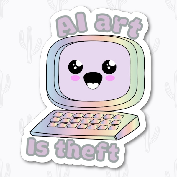 Anti AI Art Stickers, Support Art Sticker, Support Artists Sticker, No AI, Artist Gifts, Holographic Sticker, Human Art, Protest Art