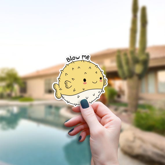 Funny Puffer Fish Sticker, Kawaii Ocean Animal Decal, Cute Sarcastic Fish Art, Sea Life Sticker, Laptop Water Bottle Decor, Vinyl Sticker