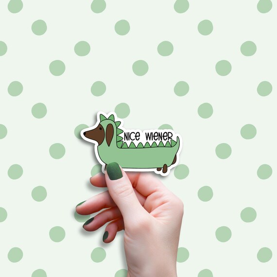Wiener dog sticker, Dachshund Sticker Dinosaur, Funny Dog Sticker, Dog lover gift for women, Birthday Gift for Dog Mom, Punny, Laptop