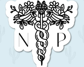Nurse Practitioner Sticker, Holographic NP Caduceus Decal, Shiny Nurse Practitioner Graduation Gift, Medical Professional, Nursing Art