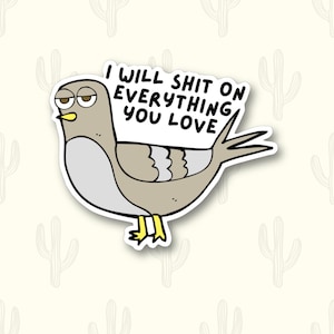 Funny Pigeon Bird Sticker, Cute Sticker for Water Bottle