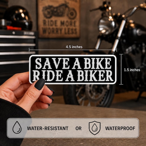 Save a Bike Ride a Biker Sticker, Funny Motorcycle Decal, Vintage Biker Humor, Helmet Sticker, Biker Gift for Her, Sarcastic Western Decal