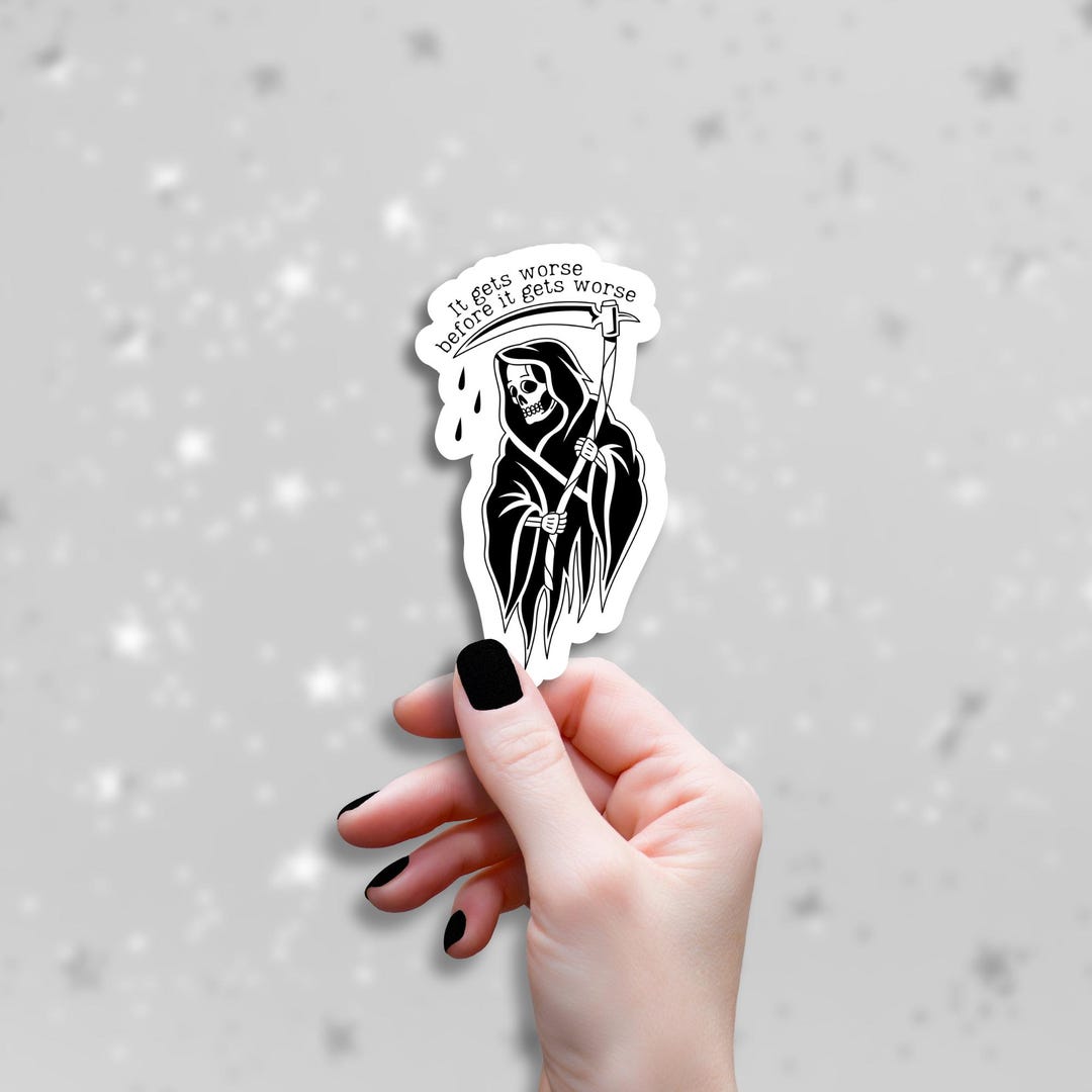 Death Reaper Sticker Funny Grim Reaper Sticker, Morbid Gothic Decal, Sarcastic Medical Humor ...