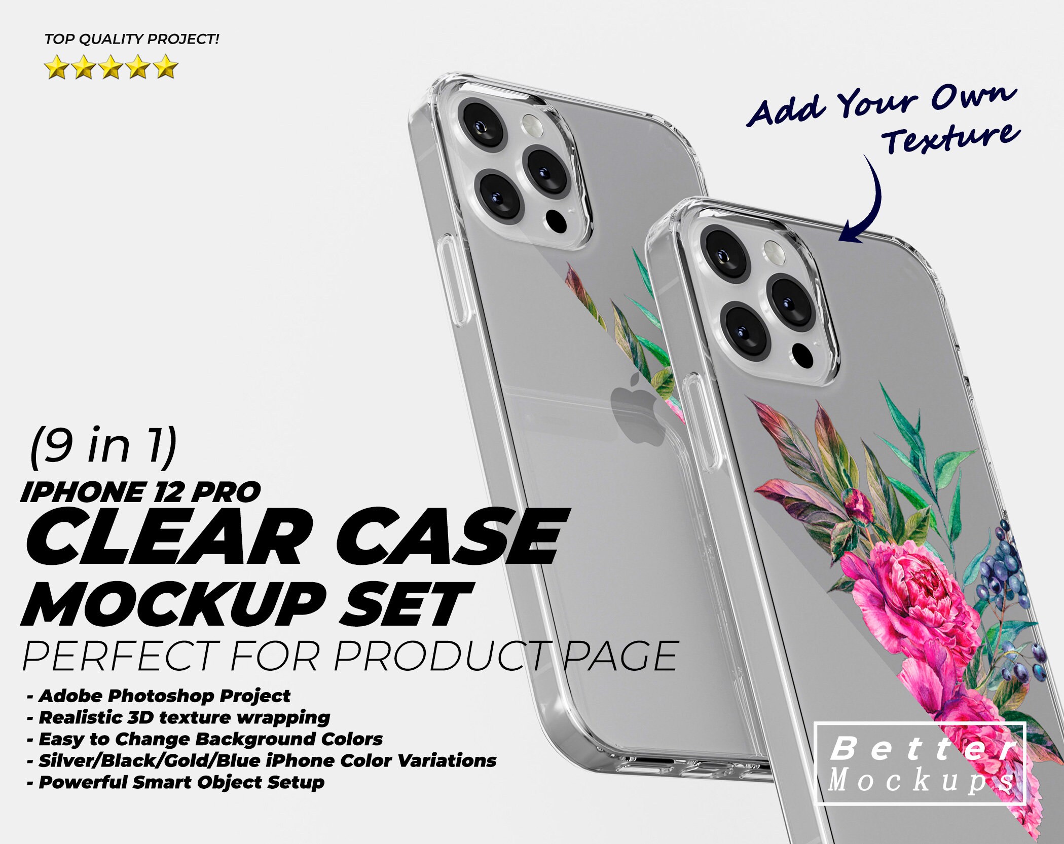 Iphone 13/12 Pro Clear TPU Case Mockup Iphone Transparent Etsy